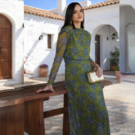 Conjunto estampado Gasa India verde