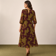 Vestido Ignacia Burdeos&kaki