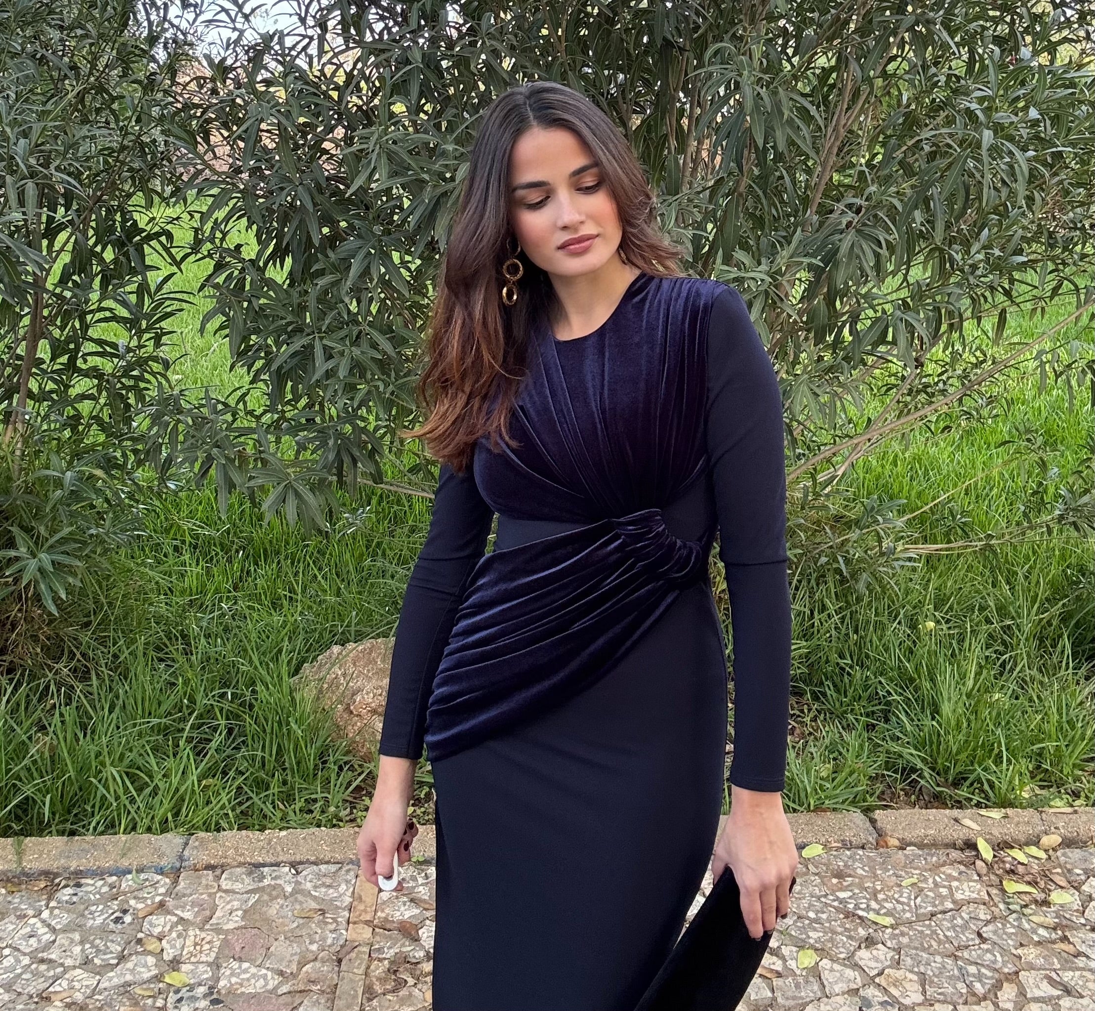 Vestido Vergara Terciopelo Azul marino