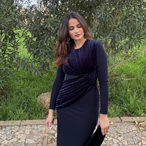 Vestido Vergara Terciopelo Azul marino