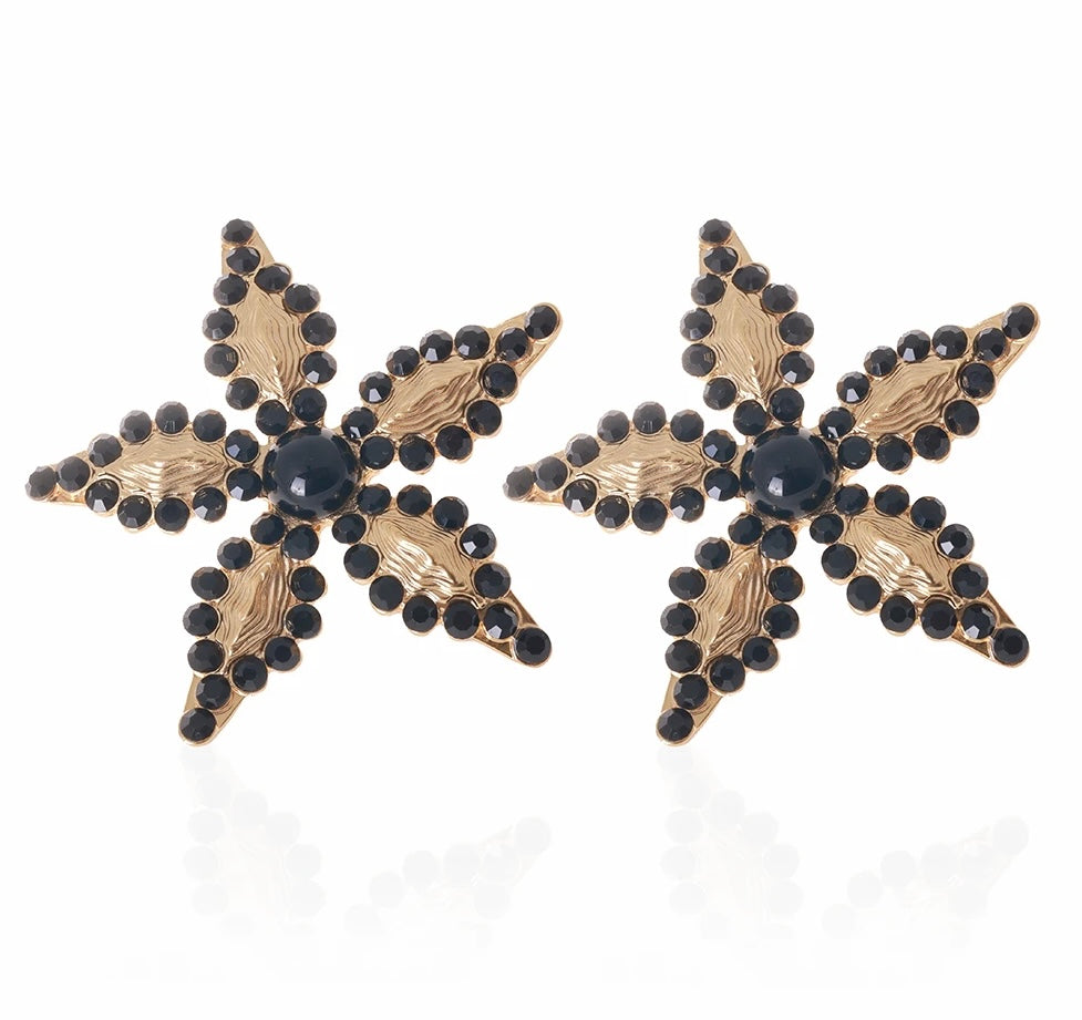 Pendientes Estrella Perla negros