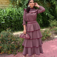 Blusa Verona cuadros Burdeos
