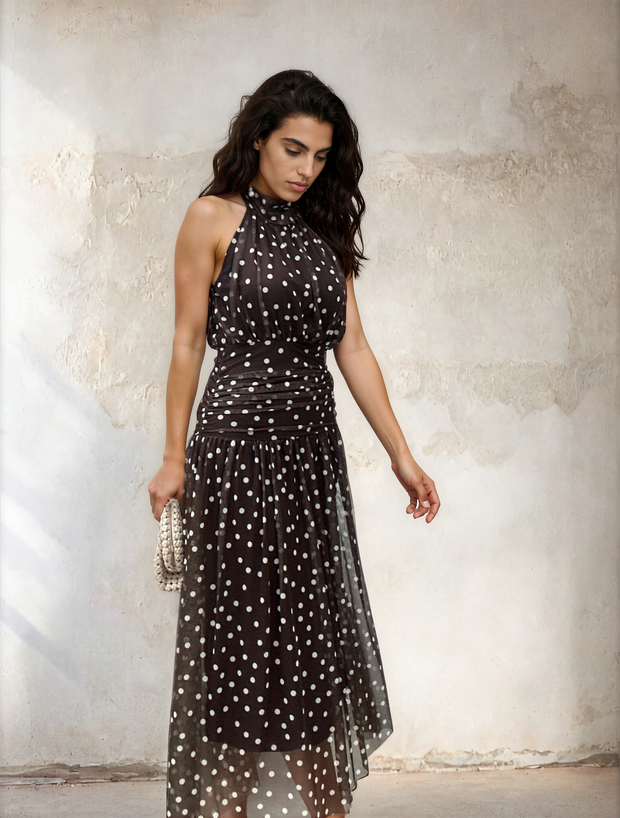 Vestido Bruna lunares Marrón
