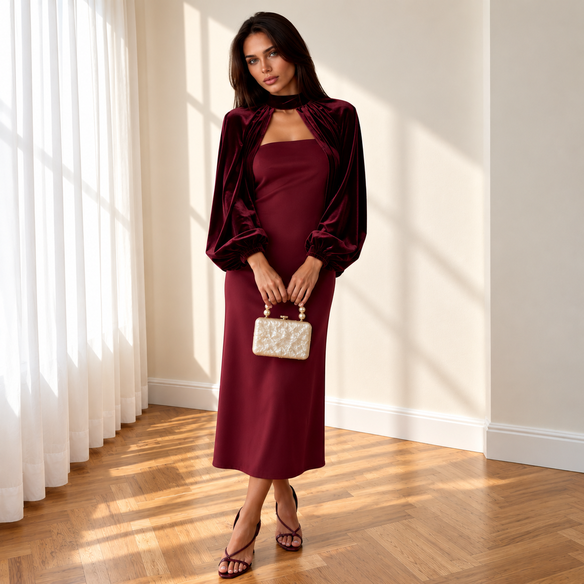 Vestido Siena Burdeos Terciopelo