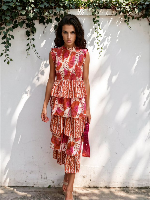 Vestido Tamara Blanco/Teja