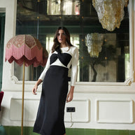 Vestido Miel B/N nudo escote