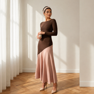 Vestido Clarisa Otoño/ marrón y Rosa