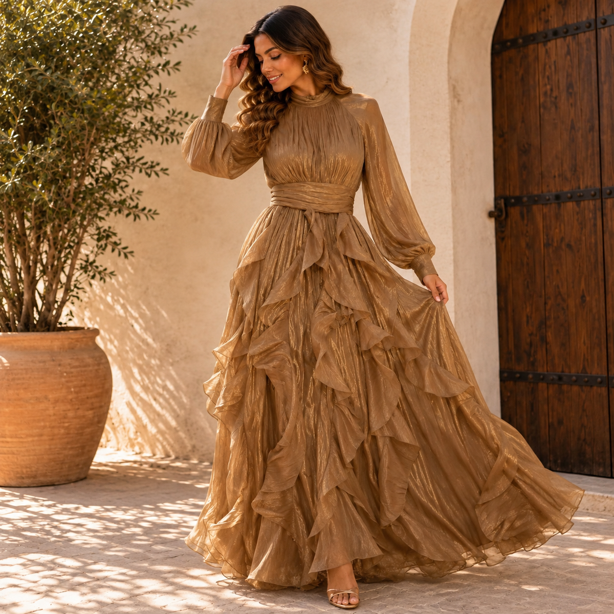 Vestido Bellucci Beige Champagne