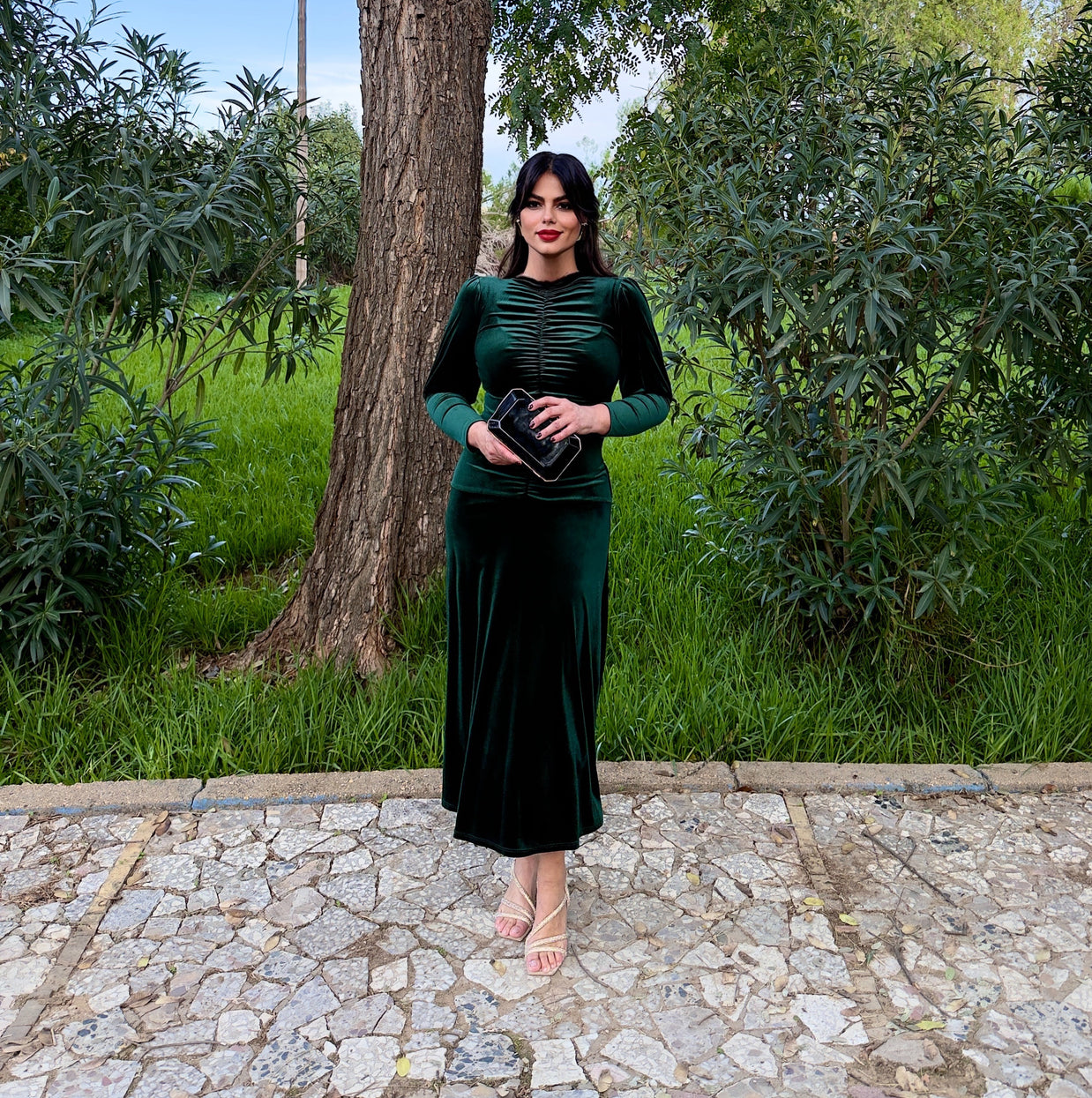 Vestido Sicilia Verde terciopelo