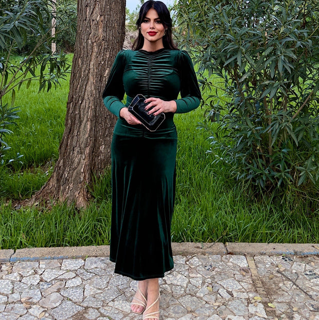 Vestido Sicilia Verde terciopelo