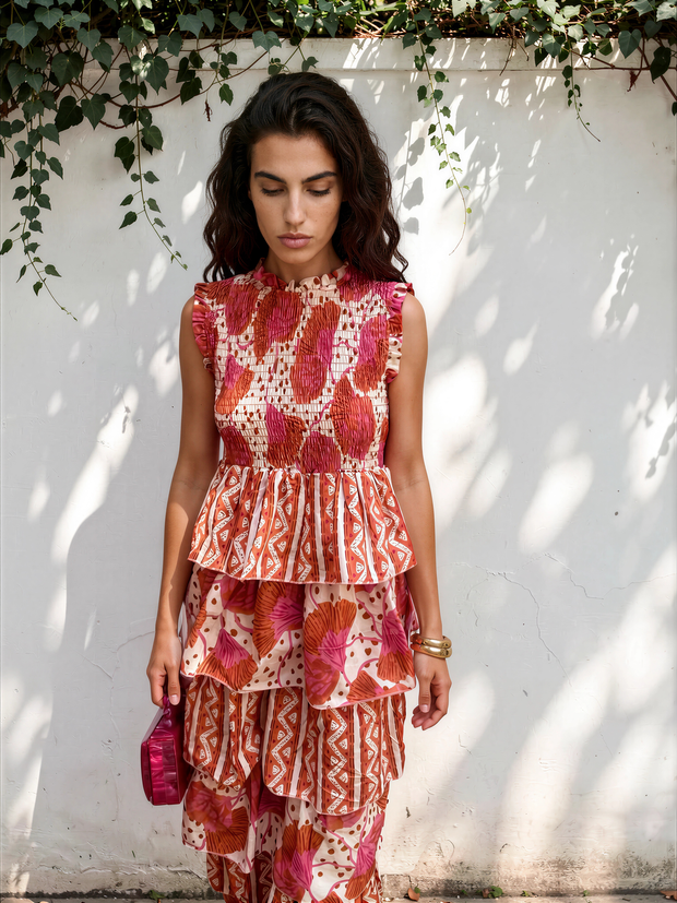 Vestido Tamara Blanco/Teja