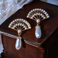 Pendientes abanico perlas