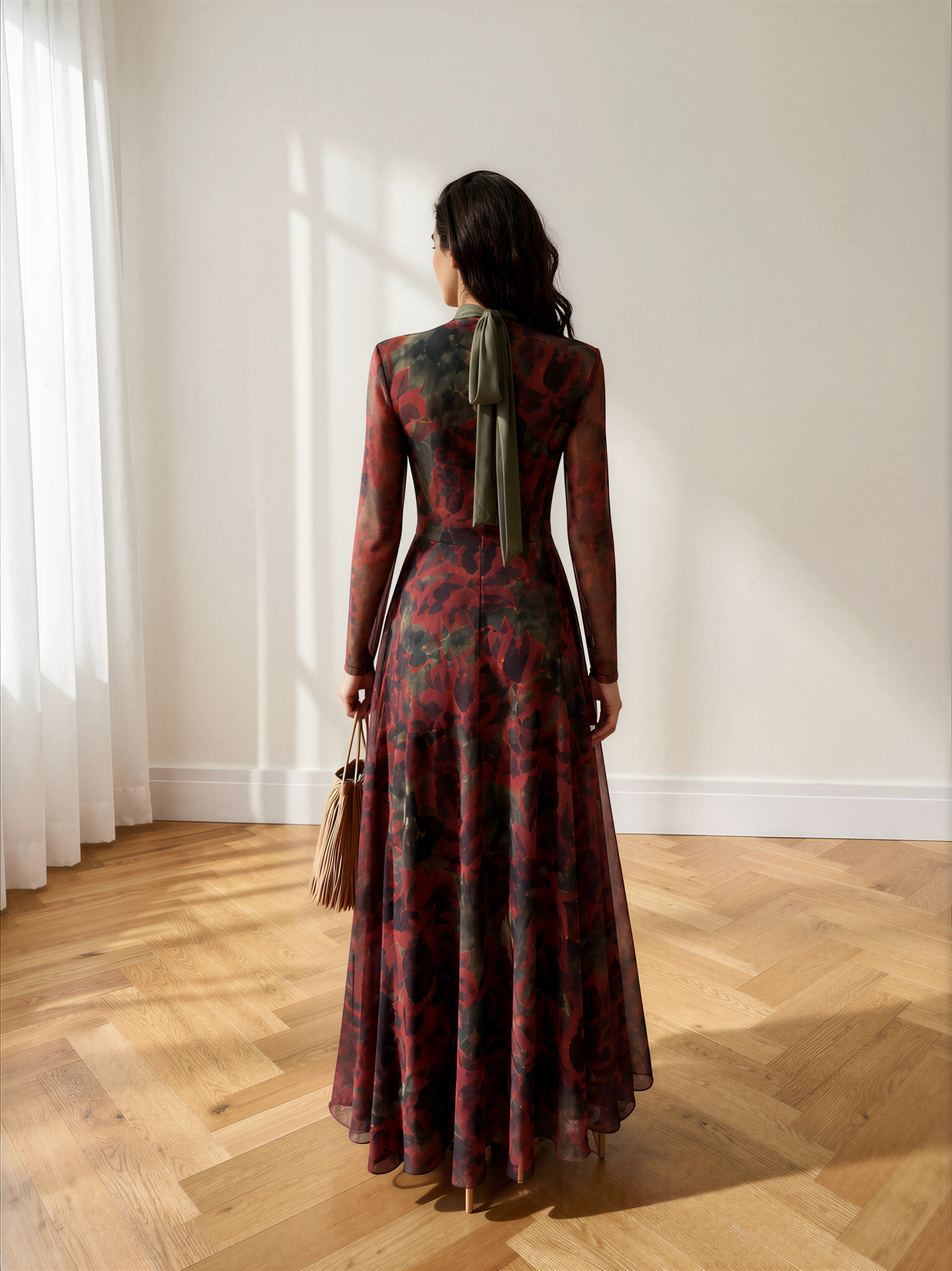 Vestido Berta verde&vino