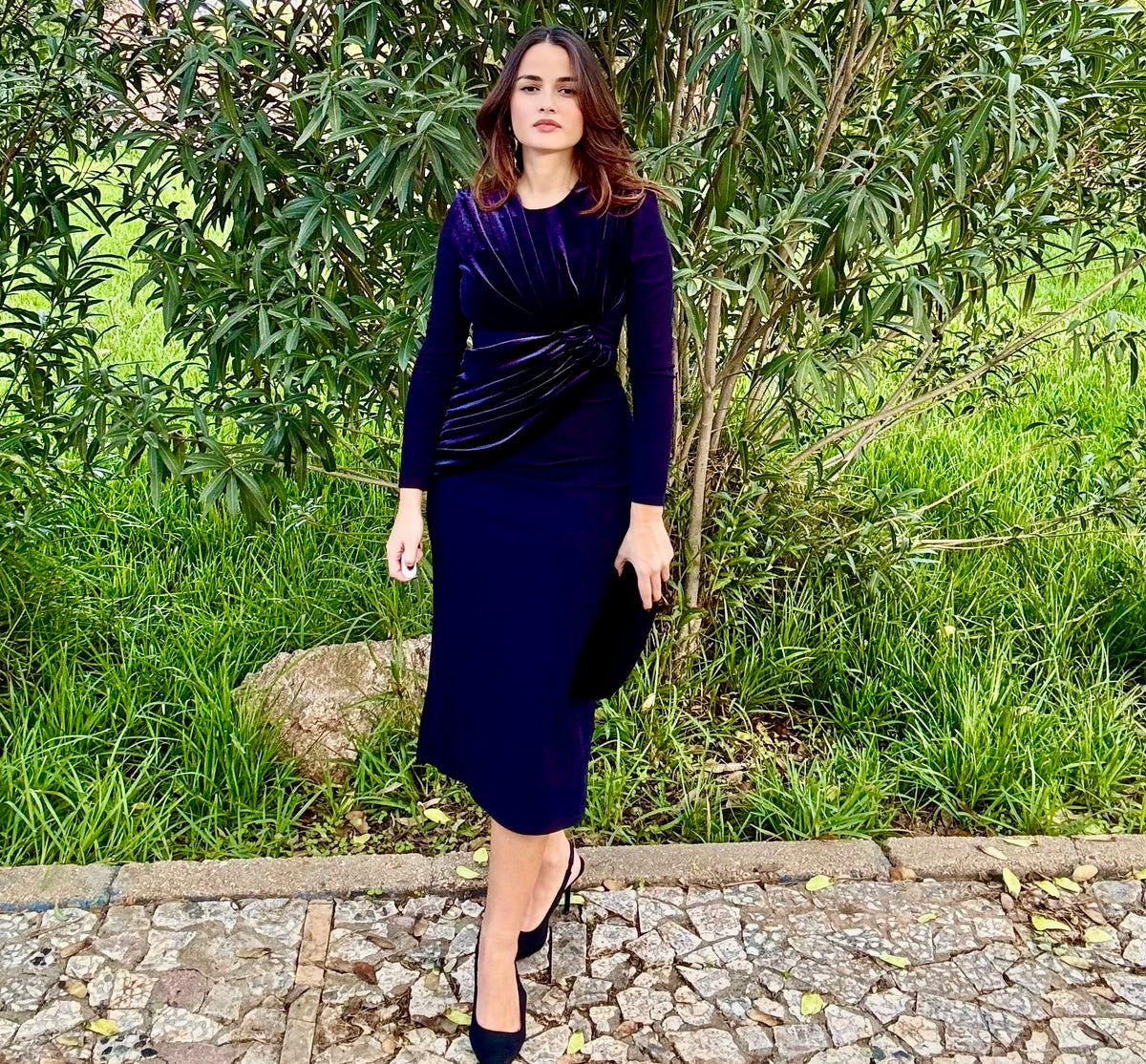 Vestido Vergara Terciopelo Azul marino