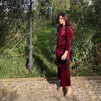 Vestido Sicilia Burdeos Terciopelo