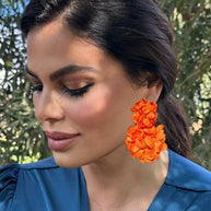 Pendientes flor doble naranjas