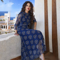 Conjunto estampado Gasa India Azul
