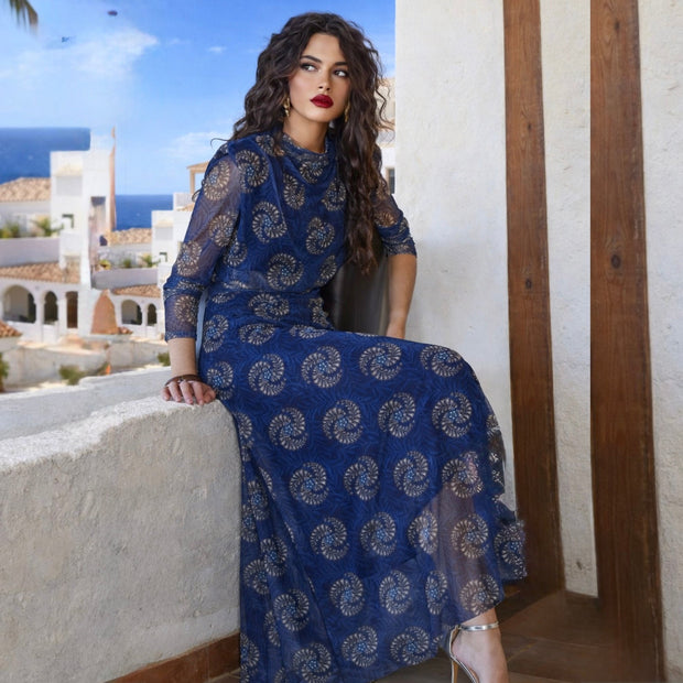 Conjunto estampado Gasa India Azul