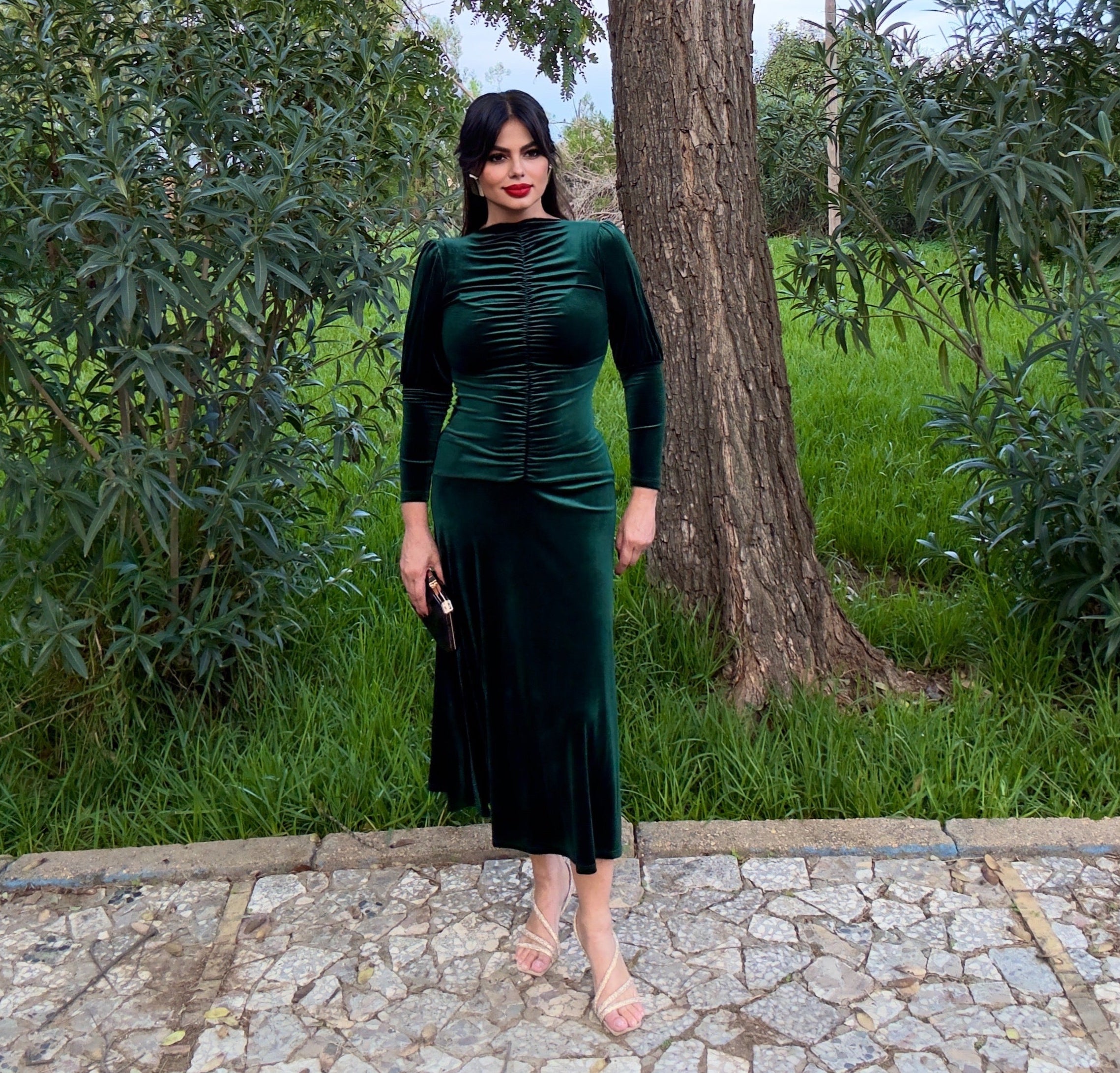 Vestido Sicilia Verde terciopelo