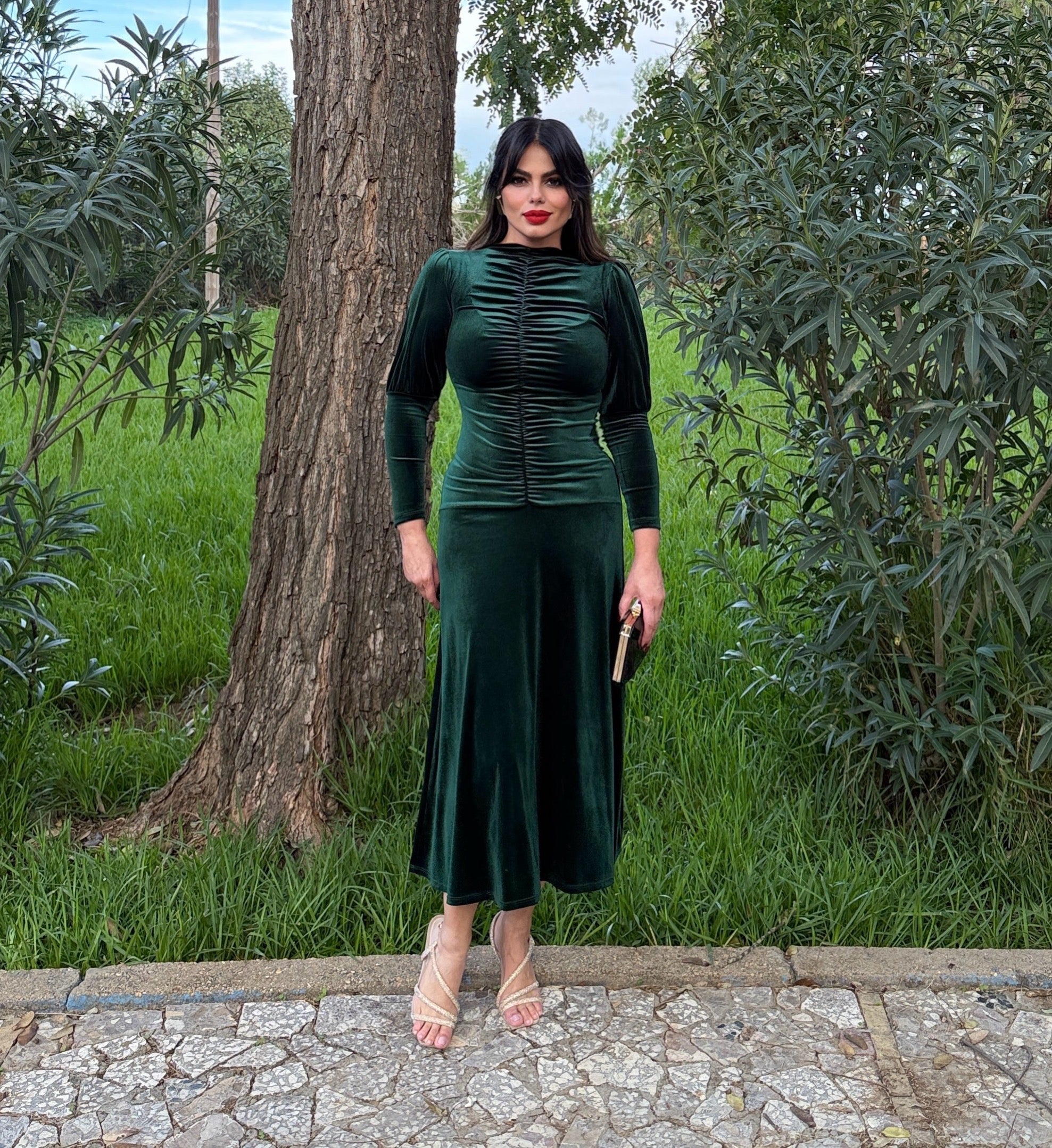 Vestido Sicilia Verde terciopelo