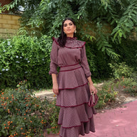 Blusa Verona cuadros Burdeos