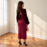 Vestido Siena Burdeos Terciopelo