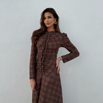 Vestido Renata cuadros marrón