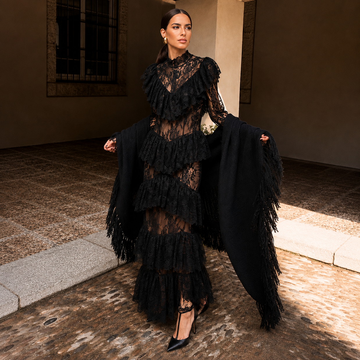 Vestido Mariana Encaje volantes
