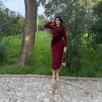 Vestido Vergara Terciopelo Burdeos