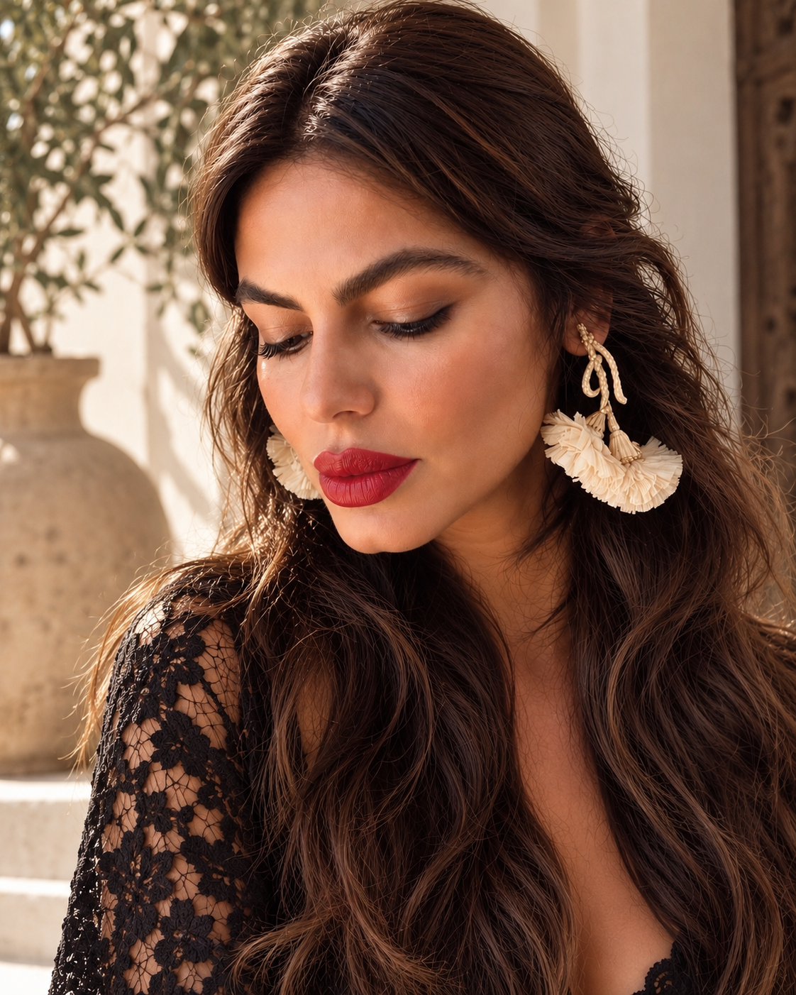 Pendientes claveles Beige