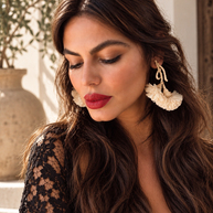 Pendientes claveles Beige
