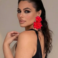Pendientes Doble Flor Rojos