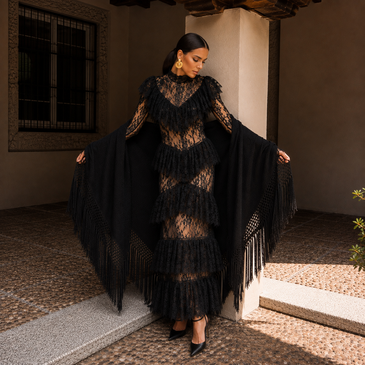 Vestido Mariana Encaje volantes