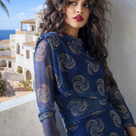 Conjunto estampado Gasa India Azul