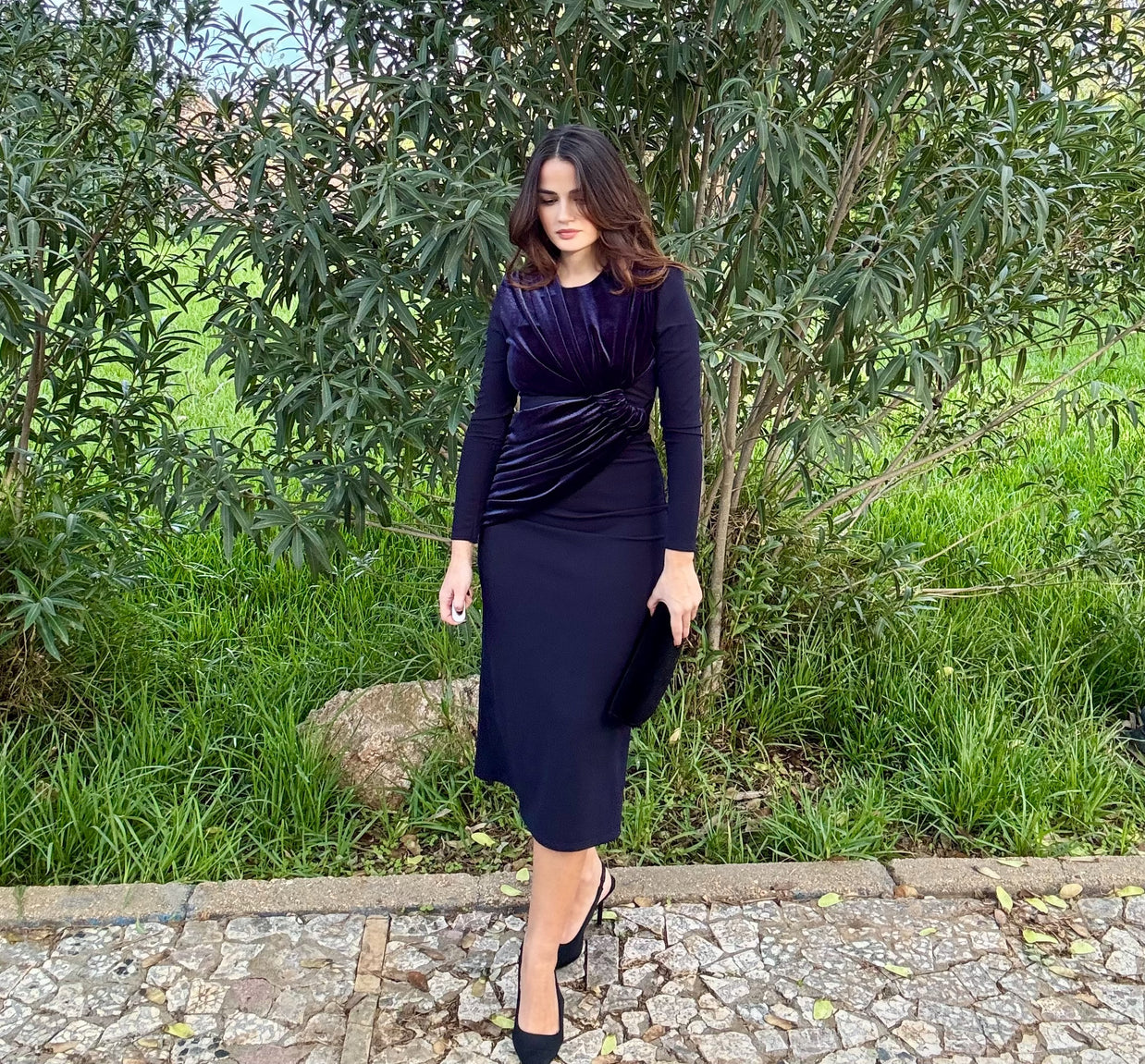 Vestido Vergara Terciopelo Azul marino