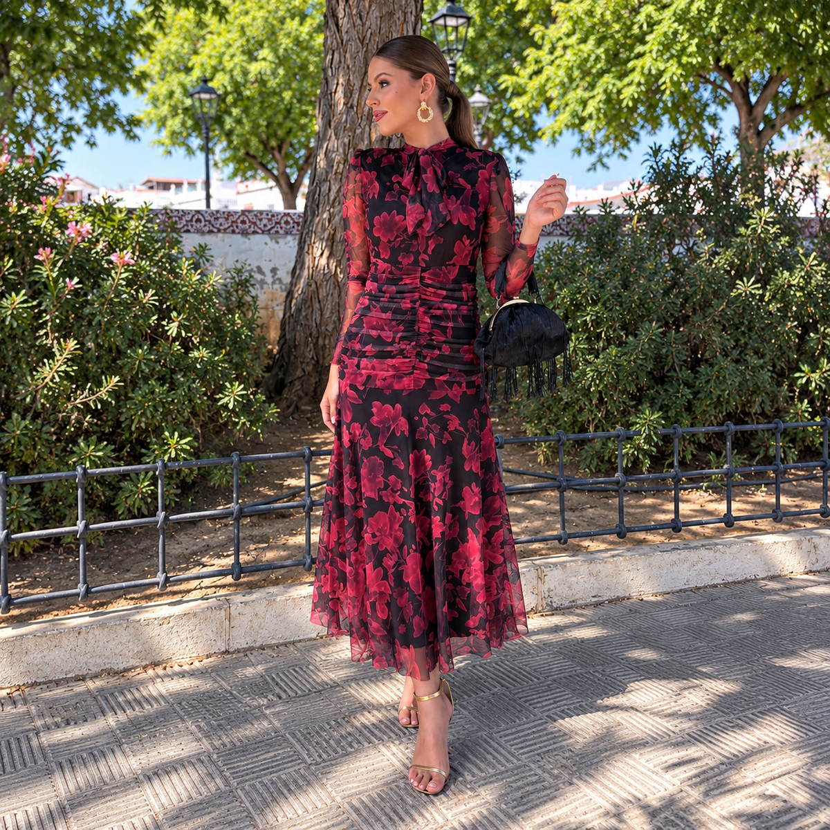 Vestido Alena Negro&rojo
