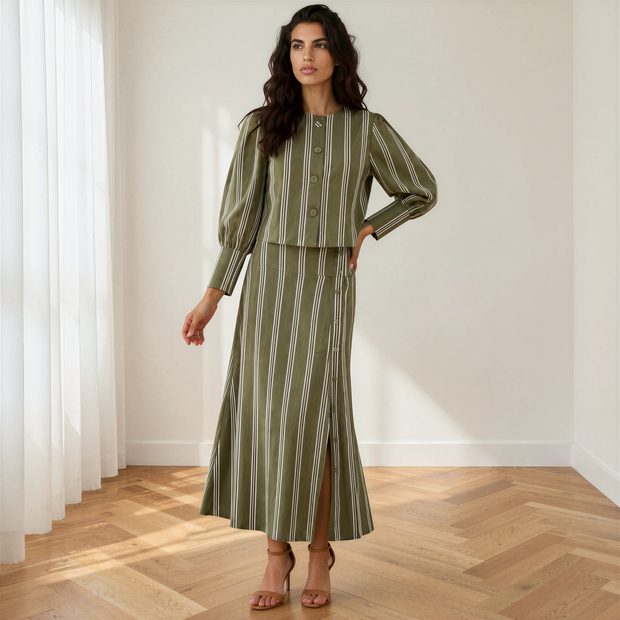 Conjunto Rita verde Rayas
