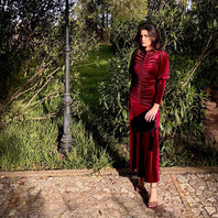 Vestido Sicilia Burdeos Terciopelo