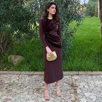 Vestido Vergara terciopelo Marrón