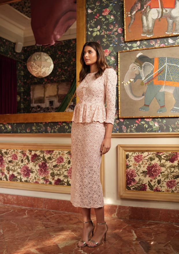 Conjunto Alanis blonda top falda nude (Madre comúnion)