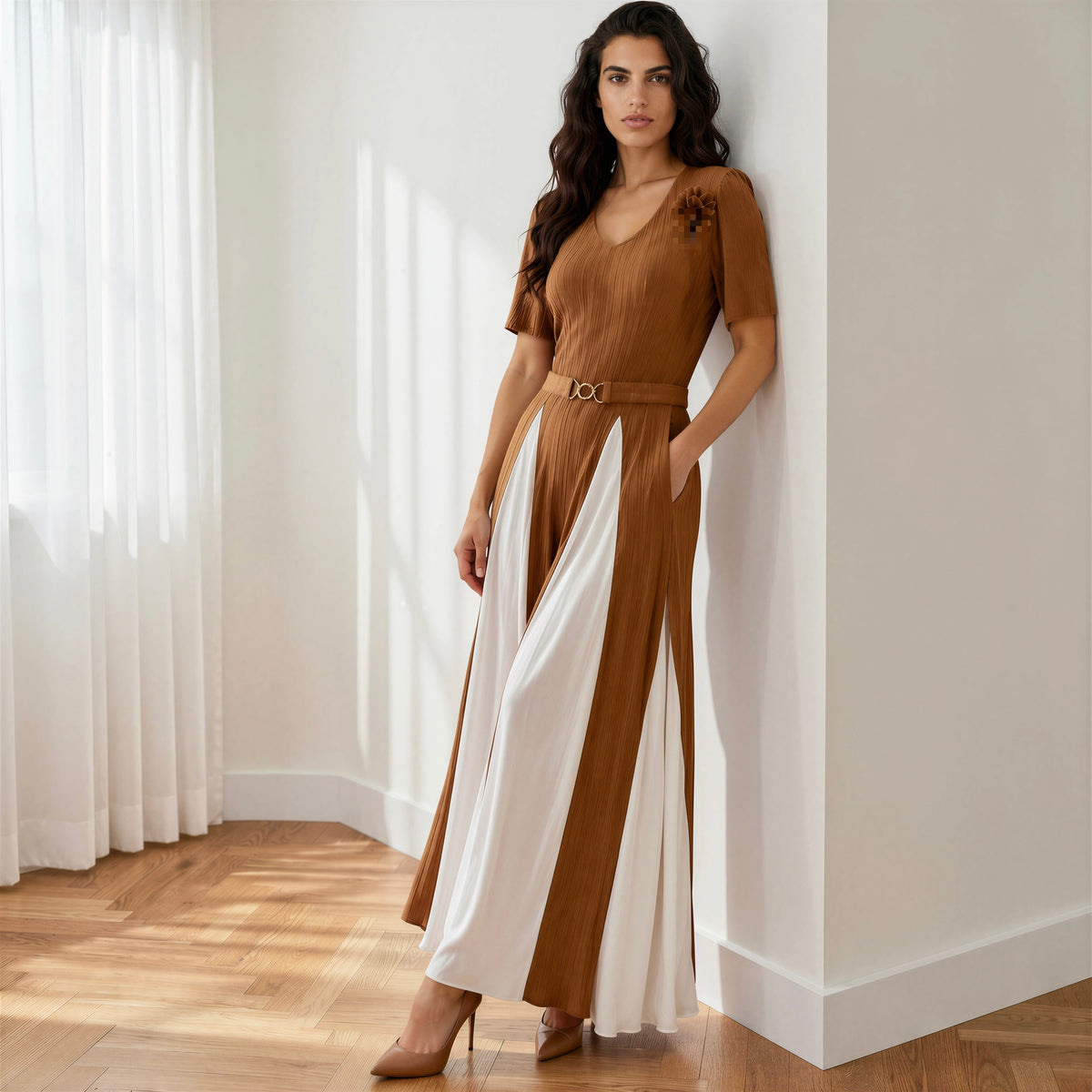 Vestido Curve camel