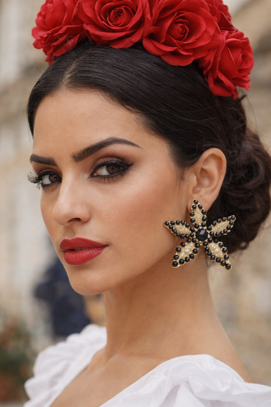 Pendientes Estrella Perla negros