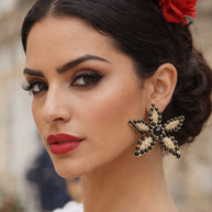 Pendientes Estrella Perla negros