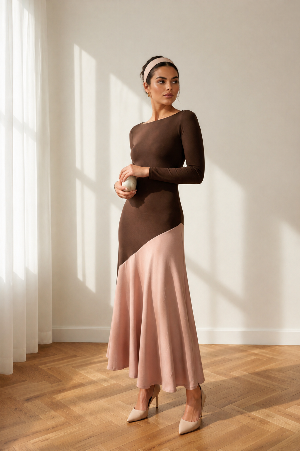 Vestido Clarisa Otoño/ marrón y Rosa