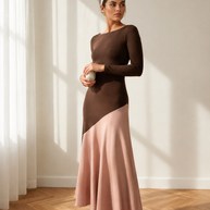 Vestido Clarisa Otoño/ marrón y Rosa