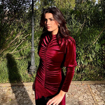 Vestido Sicilia Burdeos Terciopelo