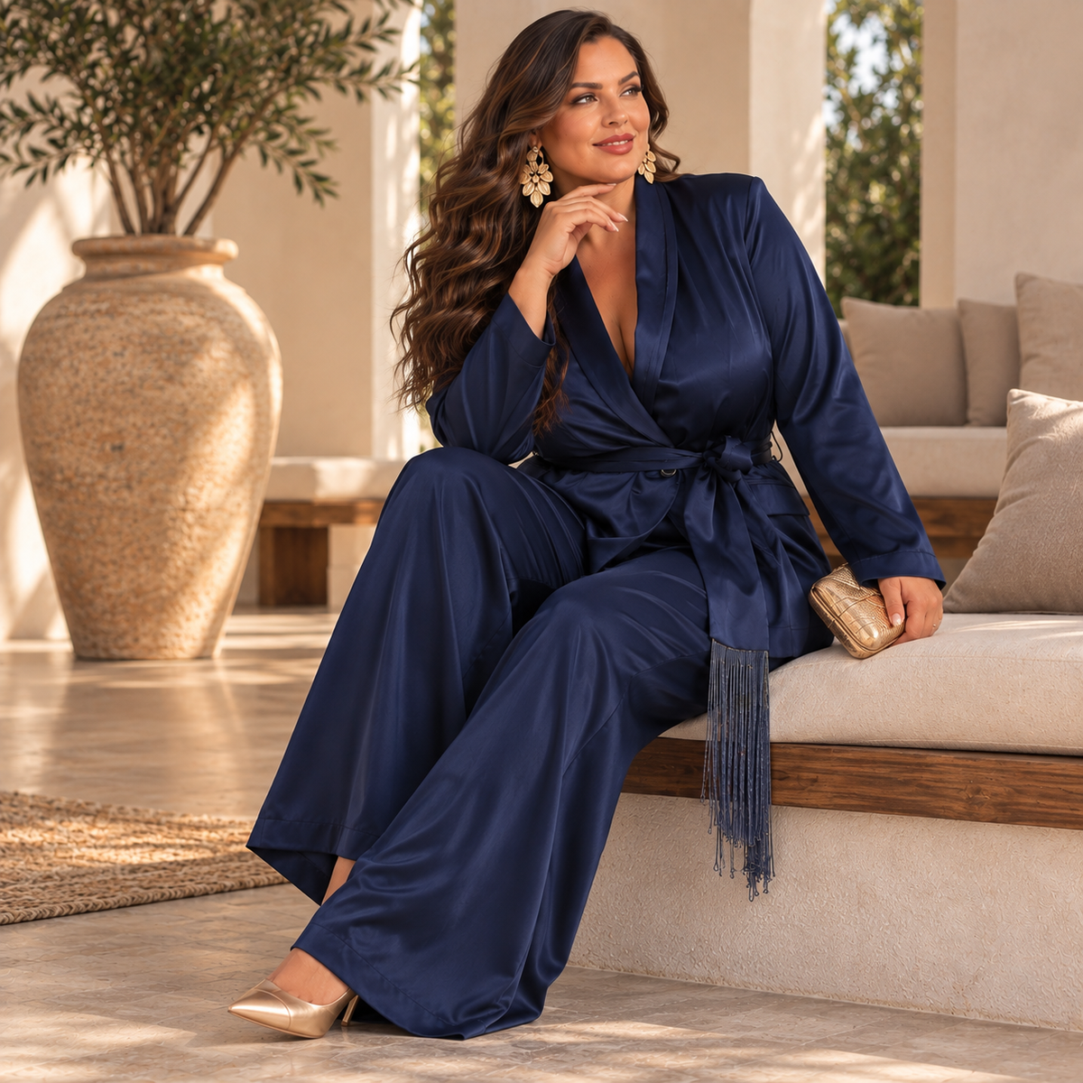 Traje Amanda Flecos Marino