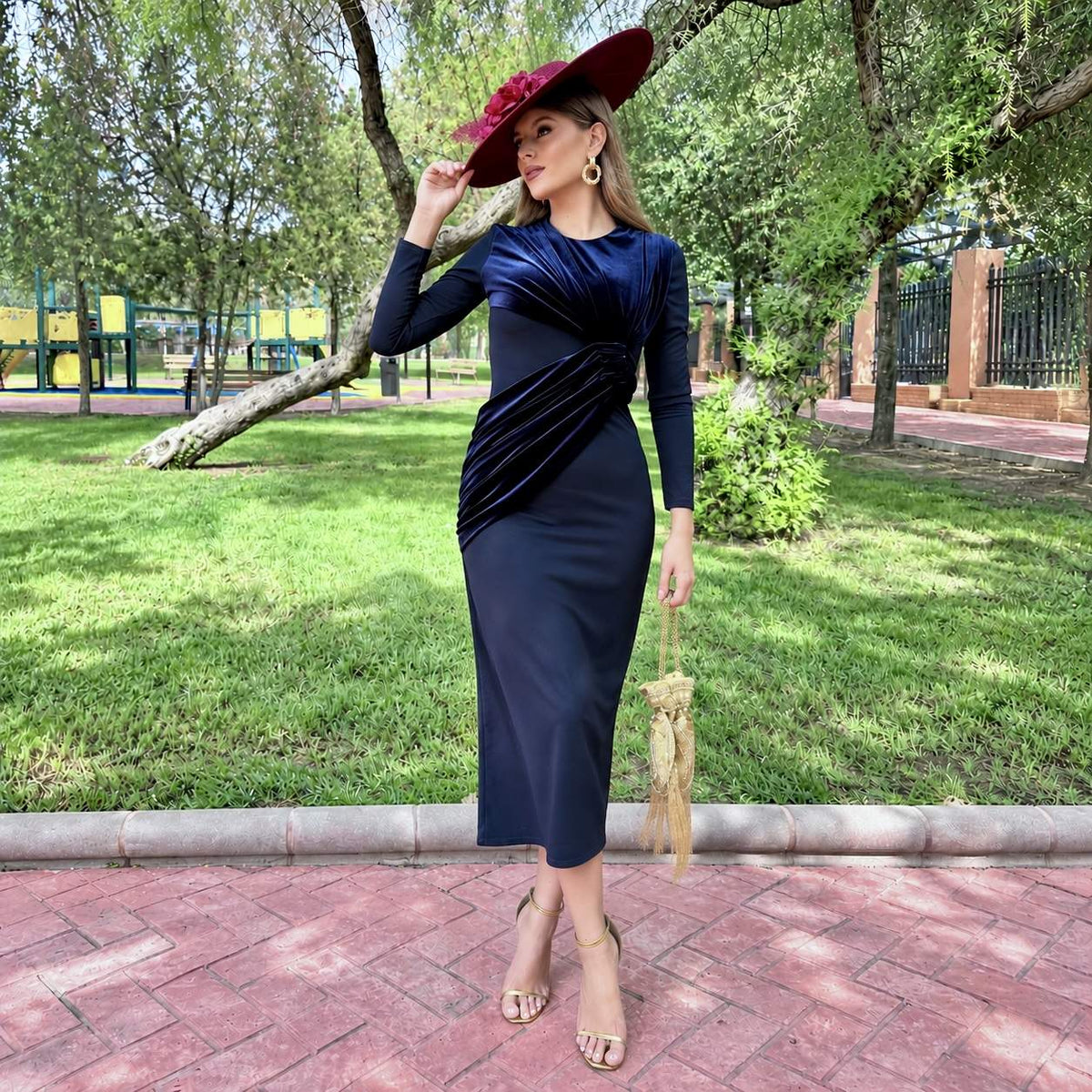 Vestido Vergara Terciopelo Azul marino