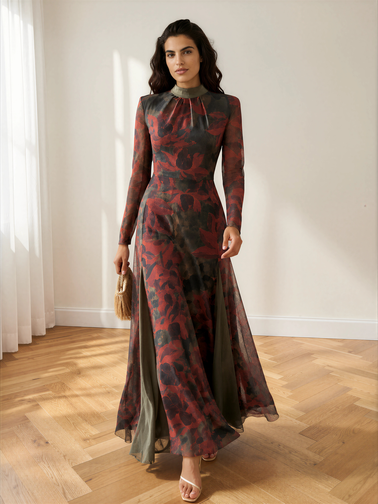 Vestido Berta verde&vino