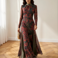 Vestido Berta verde&vino